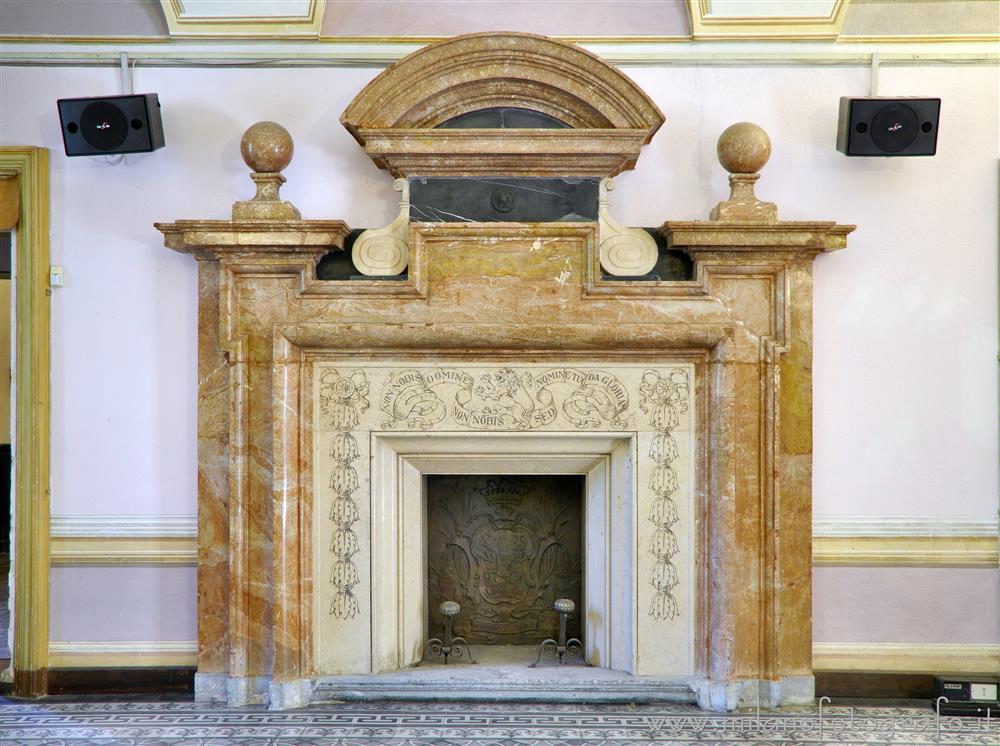 Biella (Italy) - Red marble fireplace in La Marmora Palace